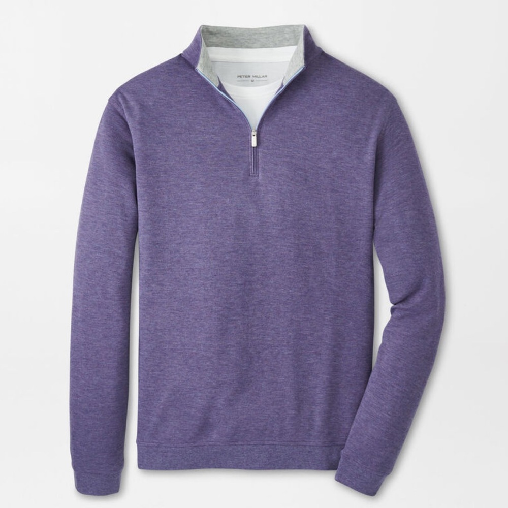 Peter Millar Men's Heather Purple Zip-Up Sweater